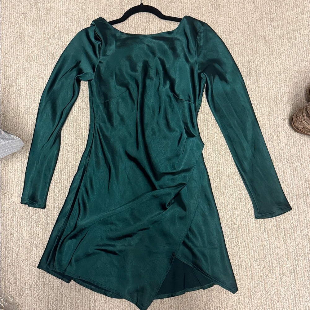 Elegant Asymmetrical Green Dress